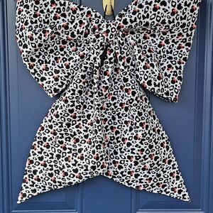 Leopard Print Bow with Red Accents